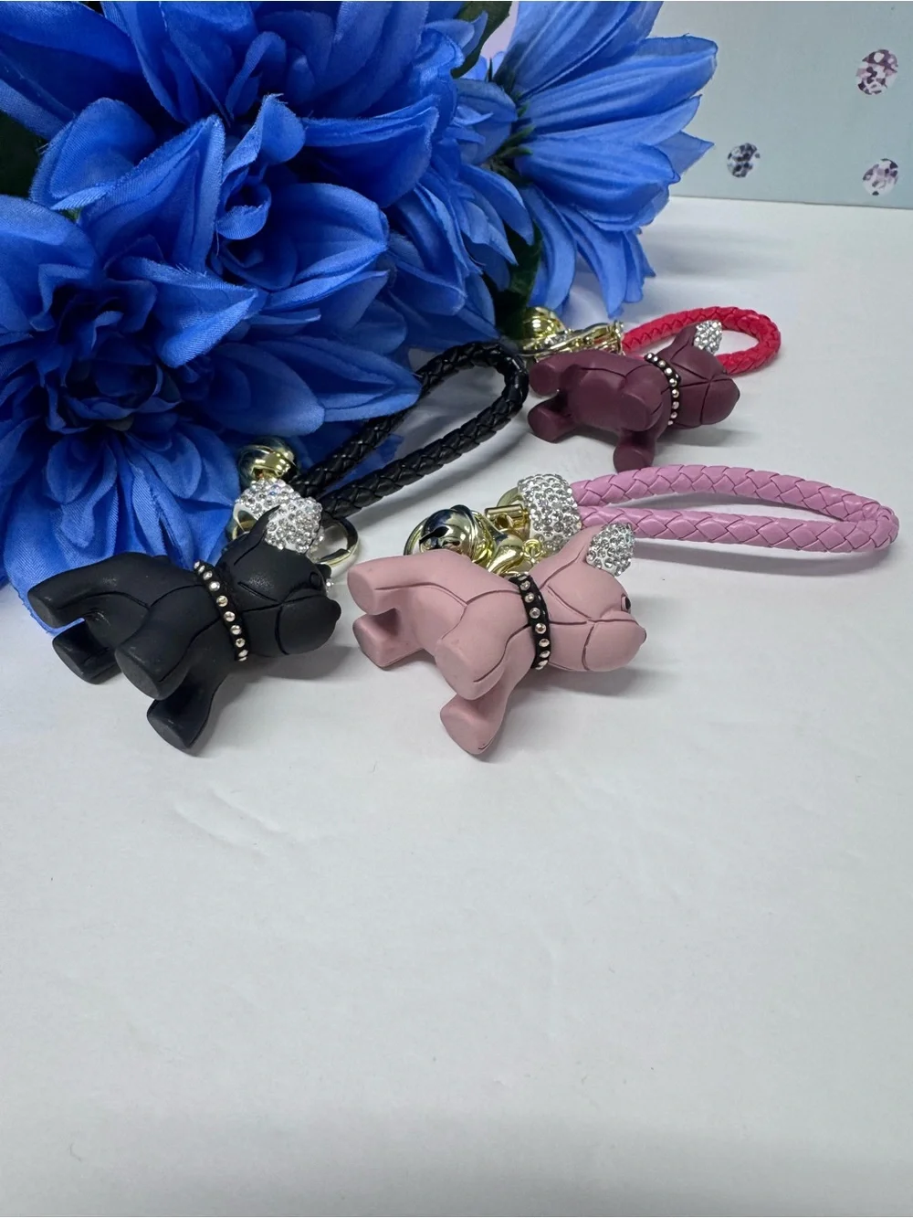 🐕3 COLORS! DOGGIE CRYSTAL LEASH BAG CHARM